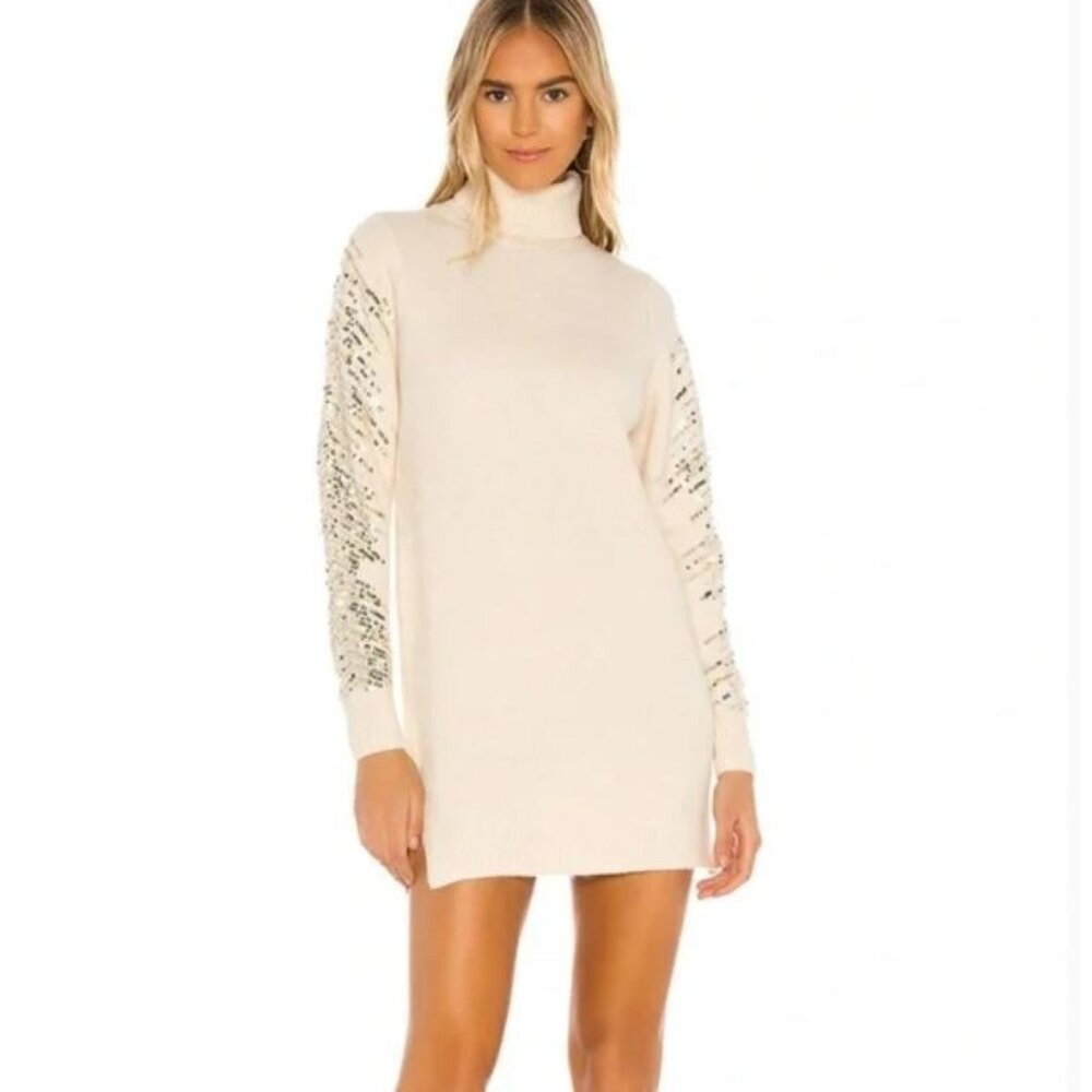 Cream Long Sleeve sweater Dress